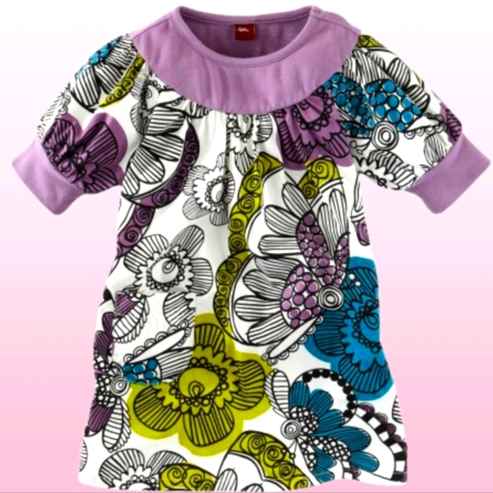 Tea Collection Lavender Cotton Dress Girl's Soze 7